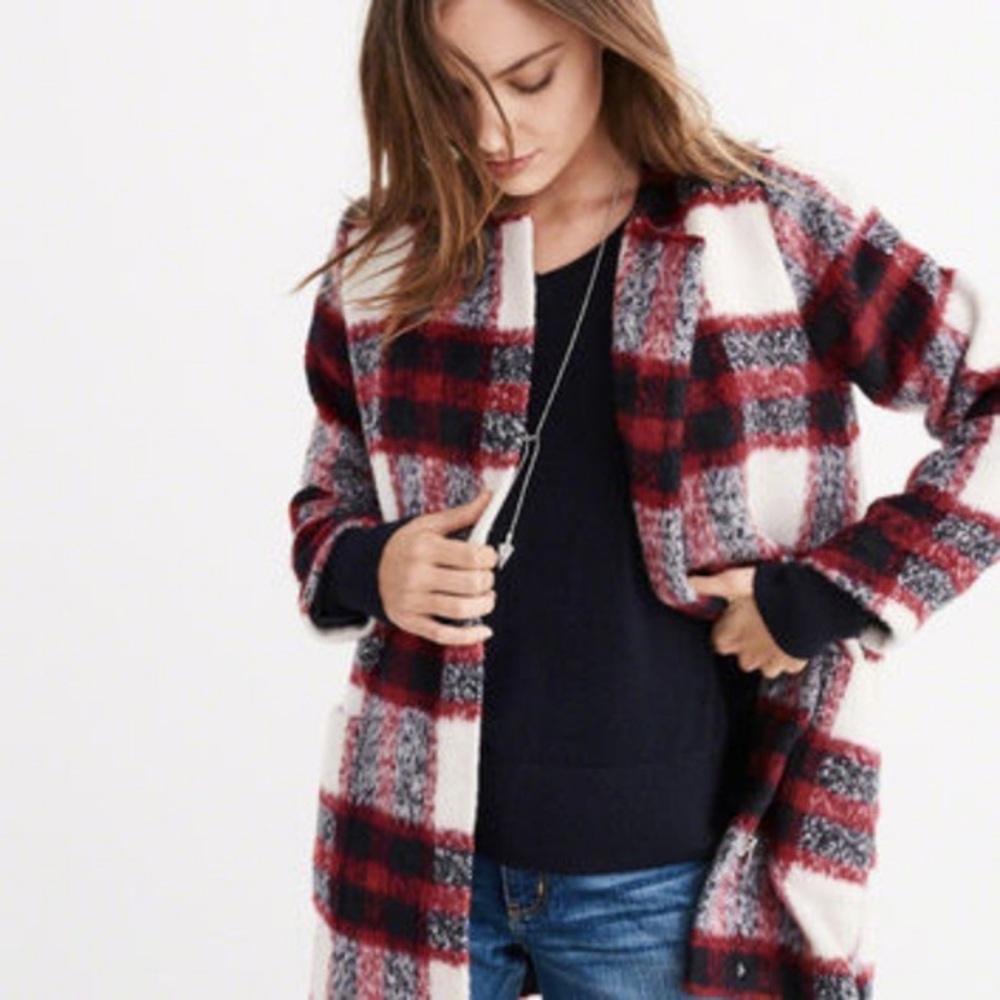 Abercrombie & Fitch plaid wool coat